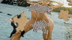 Woman nude puzzles strategic