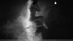 Woman nude strategic covering