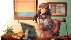 Woman office cartoons brunettes secretary