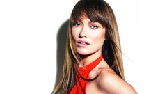 Woman Olivia Wilde blue eyes brunettes Simple Background