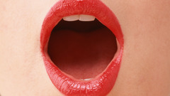 Woman open mouth red