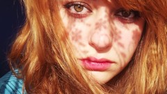 Woman orange blondes green eyes hair ornaments