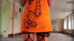 Woman orange stockings fishnet stockings fishnet lingerie