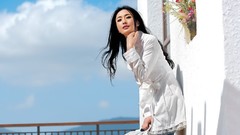 Woman outdoors asians brunettes Yang Mi