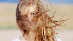 Woman outdoors blondes blue eyes