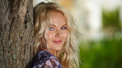 Woman outdoors blondes blue eyes Talia Talia-MPLstudios