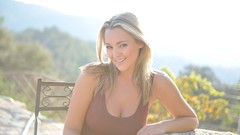 Woman outdoors blondes smiling models Girlfolio magazine Jodie 
