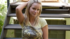 Woman outdoors blondes stairways Miela A