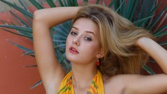 Woman outdoors blondes yellow dress Met-Art magazine Anna Tatu 