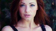 Woman outdoors blue eyes redheads cleavage portraits Sierra Love