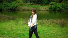 Woman outdoors boots brunettes