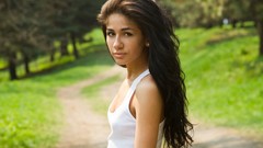 Woman outdoors brunettes Alex Malina A