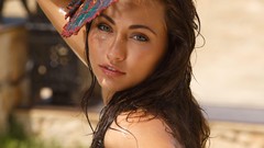 Woman outdoors brunettes Met-Art magazine Kalena A