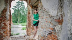 Woman outdoors brunettes Met-Art magazine Loretta A