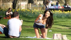 Woman outdoors brunettes models Georgia Salpa