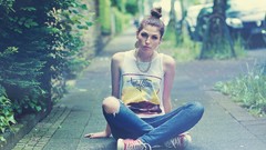 Woman outdoors brunettes models Hannah Biermann