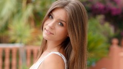 Woman outdoors brunettes models Lily C