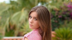 Woman outdoors brunettes models Lily C