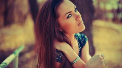 Woman outdoors brunettes Natali Danish