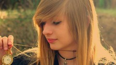 Woman outdoors brunettes pocket watch necklaces