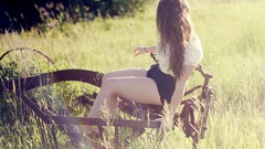 Woman outdoors long hair brunettes