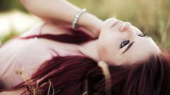 Woman outdoors long hair models redheads looking up