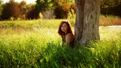 Woman outdoors redheads girls in nature