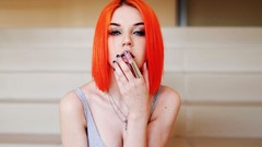 Woman outdoors redheads stairways Alexandra W