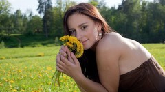 Woman outdoors sunlight brunettes models Met-Art magazine 