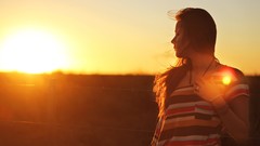 Woman outdoors sunlight long hair brunettes