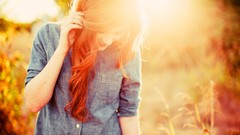 Woman outdoors sunlight models redheads girls in nature