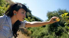 Woman outdoors tattoos brunettes piercings