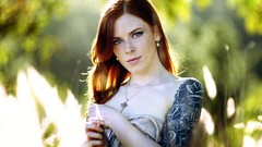 Woman outdoors tattoos redheads