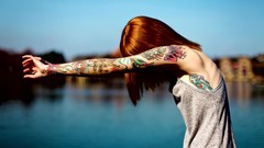 Woman outdoors tattoos redheads