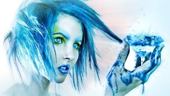 Woman paint blue hair