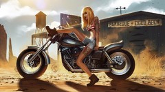 Woman paintings artwork motorbikes