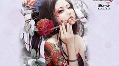Woman paintings asians tattoos long hair artwork