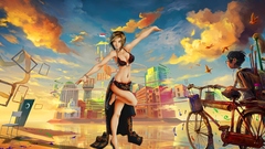 Woman paintings bikini dancing