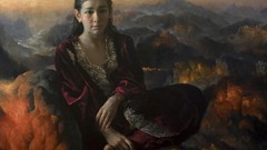 Woman paintings brunettes freckles Arsen Kurbanov