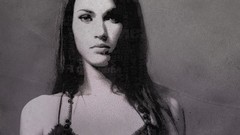 Woman paintings Celebrity Megan Fox Actress brunettes black 