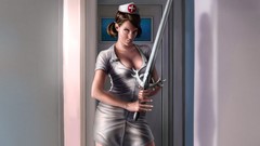 Woman paintings cleavage nurses