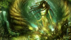 Woman paintings elves forests fantasy art