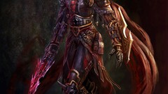 Woman paintings horns white hair Swords drawings fan art 