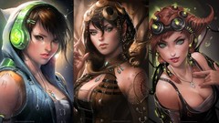 Woman paintings multicolor sakimichan fantasy art