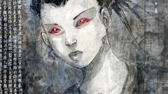 Woman paintings red eyes