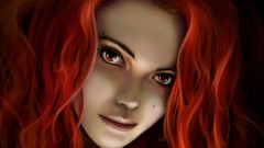 Woman paintings redheads red