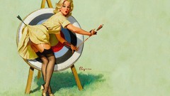 Woman paintings target arrows blondes World War II