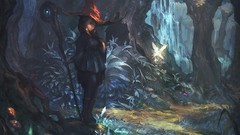 Woman paintings witches forests artwork fantasy art