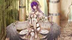 Woman palace purple hair artwork digital art fantasy art