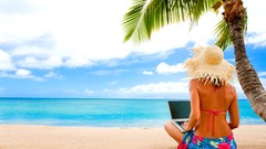 Woman palm trees Beaches beach girls